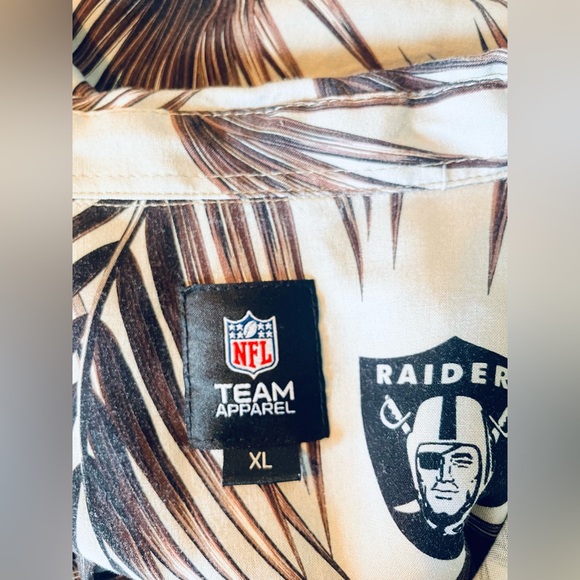 NFL Oakland Raiders Hawaiian Camp Shirt Mens XL Black & Grey Rayon - Picture 3 of 8